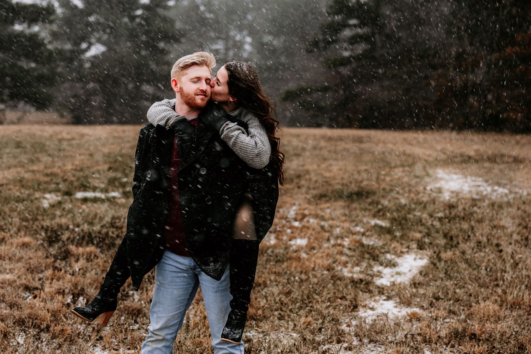 magical snowy engagement session