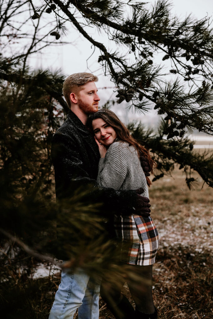 magical snowy engagement session