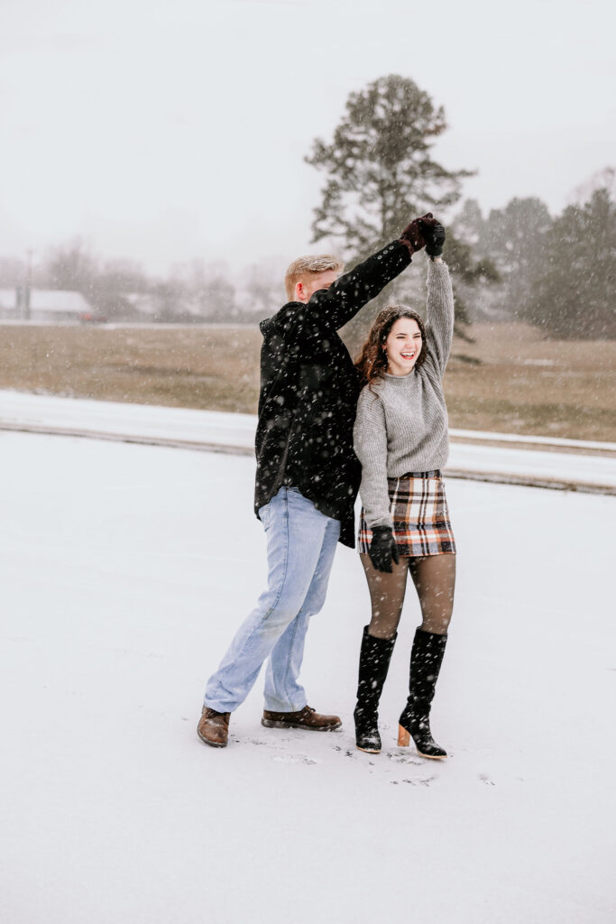 magical snowy engagement session